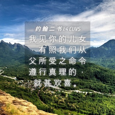 Picture 04 - 约 翰 二 书 1:4 CUVS - 我 见 你 的 儿 女 ， 有 照 我 们 从 - Bible Verse Picture
