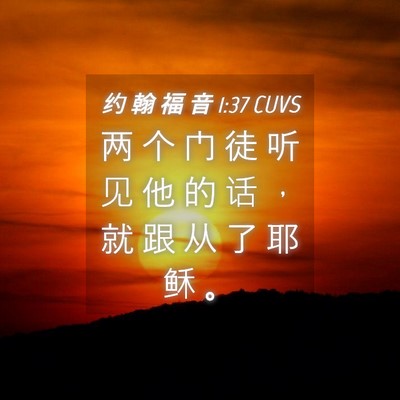 Picture 04 - 约 翰 福 音 1:37 CUVS - 两 个 门 徒 听 见 他 的 话 ， 就 跟 - Bible Verse Picture