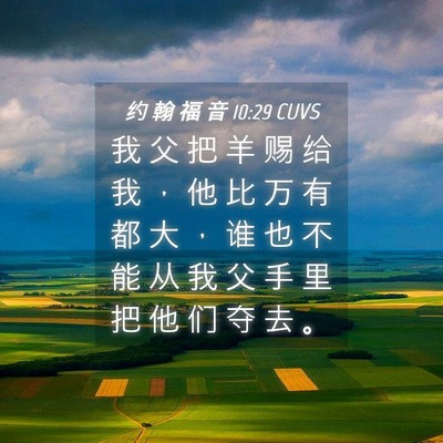 Picture 04 - 约 翰 福 音 10:29 CUVS - 我 父 把 羊 赐 给 我 ， 他 比 万 有 - Bible Verse Picture
