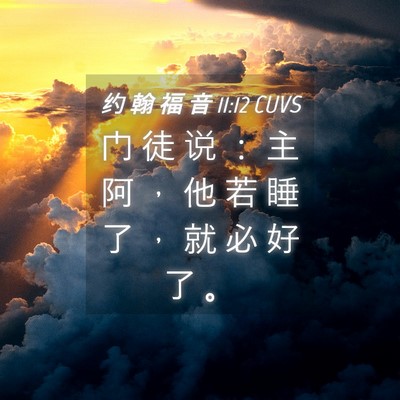 Picture 04 - 约 翰 福 音 11:12 CUVS - 门 徒 说 ： 主 阿 ， 他 若 睡 了 ， - Bible Verse Picture