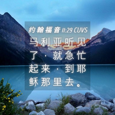 Picture 04 - 约 翰 福 音 11:29 CUVS - 马 利 亚 听 见 了 ， 就 急 忙 起 来 - Bible Verse Picture