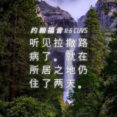 Picture 04 - 约 翰 福 音 11:6 CUVS - 听 见 拉 撒 路 病 了 。 就 在 所 居 - Bible Verse Picture