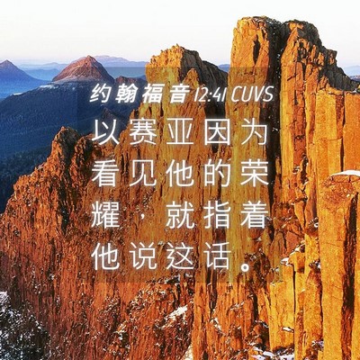 Picture 04 - 约 翰 福 音 12:41 CUVS - 以 赛 亚 因 为 看 见 他 的 荣 耀 ， - Bible Verse Picture