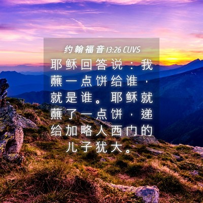 Picture 04 - 约 翰 福 音 13:26 CUVS - 耶 稣 回 答 说 ： 我 蘸 一 点 饼 给 - Bible Verse Picture
