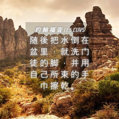 Picture 04 - 约 翰 福 音 13:5 CUVS - 随 後 把 水 倒 在 盆 里 ， 就 洗 门 - Bible Verse Picture
