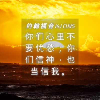Picture 04 - 约 翰 福 音 14:1 CUVS - 你 们 心 里 不 要 忧 愁 ； 你 们 信 - Bible Verse Picture