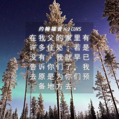 Picture 04 - 约 翰 福 音 14:2 CUVS - 在 我 父 的 家 里 有 许 多 住 处 ； - Bible Verse Picture