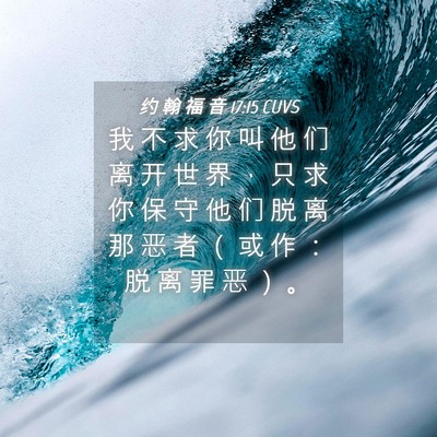 Picture 04 - 约 翰 福 音 17:15 CUVS - 我 不 求 你 叫 他 们 离 开 世 界 ， - Bible Verse Picture