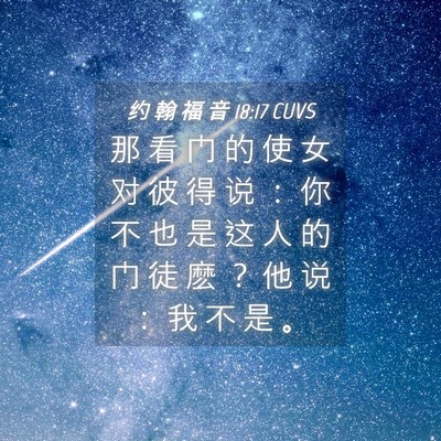 Picture 04 - 约 翰 福 音 18:17 CUVS - 那 看 门 的 使 女 对 彼 得 说 ： 你 - Bible Verse Picture