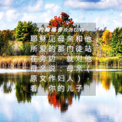 Picture 04 - 约 翰 福 音 19:26 CUVS - 耶 稣 见 母 亲 和 他 所 爱 的 那 门 - Bible Verse Picture