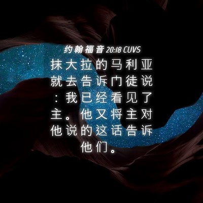 Picture 04 - 约 翰 福 音 20:18 CUVS - 抹 大 拉 的 马 利 亚 就 去 告 诉 门 - Bible Verse Picture