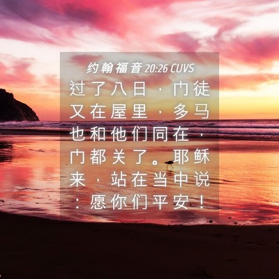 Picture 04 - 约 翰 福 音 20:26 CUVS - 过 了 八 日 ， 门 徒 又 在 屋 里 ， - Bible Verse Picture