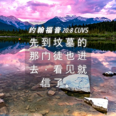 Picture 04 - 约 翰 福 音 20:8 CUVS - 先 到 坟 墓 的 那 门 徒 也 进 去 ， - Bible Verse Picture