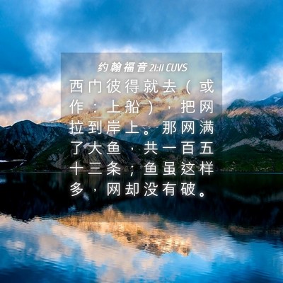 Picture 04 - 约 翰 福 音 21:11 CUVS - 西 门 彼 得 就 去 （ 或 作 ： 上 船 - Bible Verse Picture
