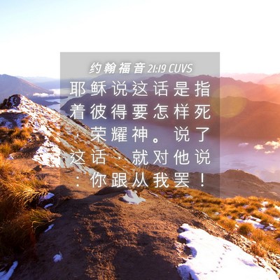 Picture 04 - 约 翰 福 音 21:19 CUVS - 耶 稣 说 这 话 是 指 着 彼 得 要 怎 - Bible Verse Picture