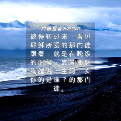 Picture 04 - 约 翰 福 音 21:20 CUVS - 彼 得 转 过 来 ， 看 见 耶 稣 所 爱 - Bible Verse Picture