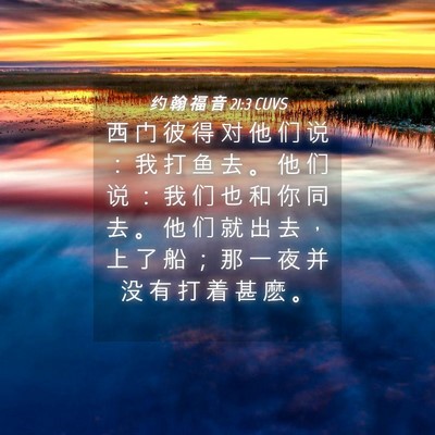 Picture 04 - 约 翰 福 音 21:3 CUVS - 西 门 彼 得 对 他 们 说 ： 我 打 鱼 - Bible Verse Picture