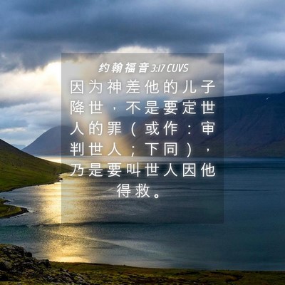 Picture 04 - 约 翰 福 音 3:17 CUVS - 因 为 神 差 他 的 儿 子 降 世 ， 不 - Bible Verse Picture
