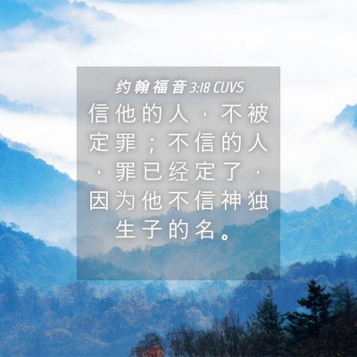 Picture 04 - 约 翰 福 音 3:18 CUVS - 信 他 的 人 ， 不 被 定 罪 ； 不 信 - Bible Verse Picture