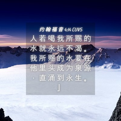 Picture 04 - 约 翰 福 音 4:14 CUVS - 人 若 喝 我 所 赐 的 水 就 永 远 不 - Bible Verse Picture