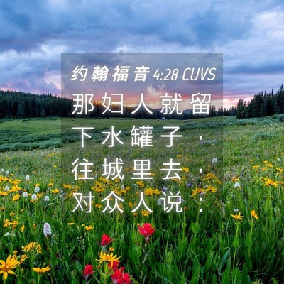 Picture 04 - 约 翰 福 音 4:28 CUVS - 那 妇 人 就 留 下 水 罐 子 ， 往 城 - Bible Verse Picture