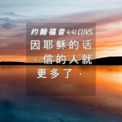 Picture 04 - 约 翰 福 音 4:41 CUVS - 因 耶 稣 的 话 ， 信 的 人 就 更 多 - Bible Verse Picture