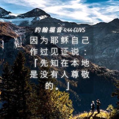Picture 04 - 约 翰 福 音 4:44 CUVS - 因 为 耶 稣 自 己 作 过 见 证 说 ： - Bible Verse Picture
