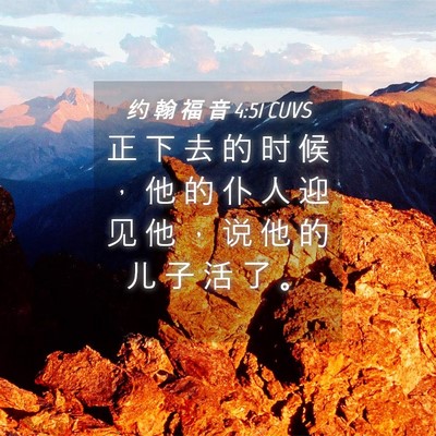 Picture 04 - 约 翰 福 音 4:51 CUVS - 正 下 去 的 时 候 ， 他 的 仆 人 迎 - Bible Verse Picture