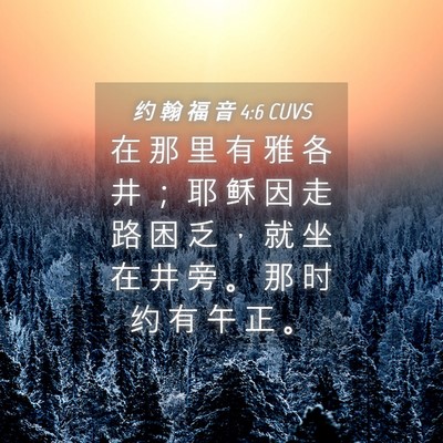 Picture 04 - 约 翰 福 音 4:6 CUVS - 在 那 里 有 雅 各 井 ； 耶 稣 因 走 - Bible Verse Picture