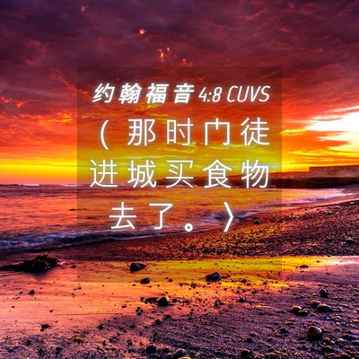 Picture 04 - 约 翰 福 音 4:8 CUVS - （ 那 时 门 徒 进 城 买 食 物 去 了 - Bible Verse Picture