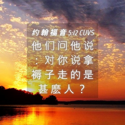 Picture 04 - 约 翰 福 音 5:12 CUVS - 他 们 问 他 说 ： 对 你 说 拿 褥 子 - Bible Verse Picture