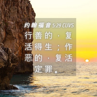 Picture 04 - 约 翰 福 音 5:29 CUVS - 行 善 的 ， 复 活 得 生 ； 作 恶 的 - Bible Verse Picture