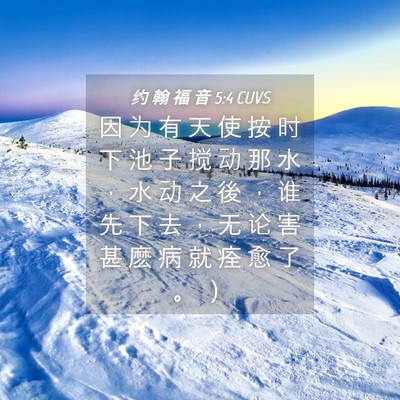 Picture 04 - 约 翰 福 音 5:4 CUVS - 因 为 有 天 使 按 时 下 池 子 搅 动 - Bible Verse Picture
