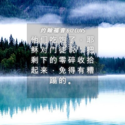 Picture 04 - 约 翰 福 音 6:12 CUVS - 他 们 吃 饱 了 ， 耶 稣 对 门 徒 说 - Bible Verse Picture