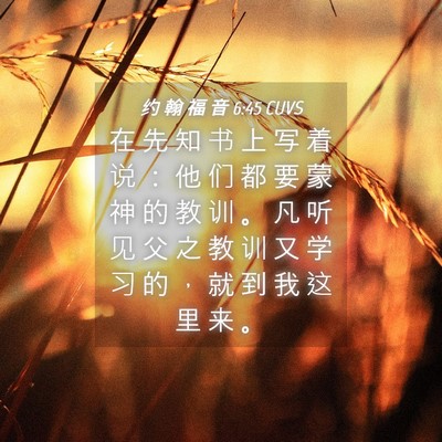 Picture 04 - 约 翰 福 音 6:45 CUVS - 在 先 知 书 上 写 着 说 ： 他 们 都 - Bible Verse Picture