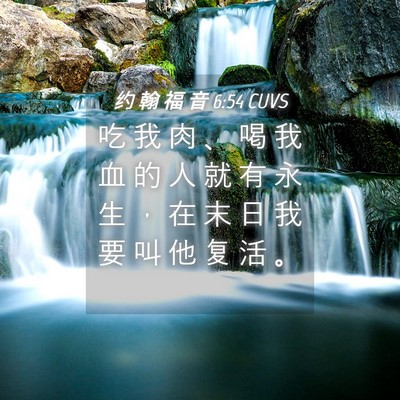 Picture 04 - 约 翰 福 音 6:54 CUVS - 吃 我 肉 、 喝 我 血 的 人 就 有 永 - Bible Verse Picture