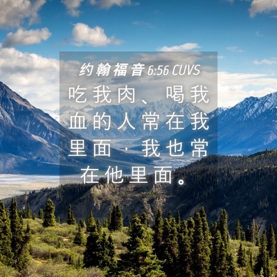 Picture 04 - 约 翰 福 音 6:56 CUVS - 吃 我 肉 、 喝 我 血 的 人 常 在 我 - Bible Verse Picture