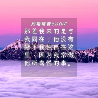 Picture 04 - 约 翰 福 音 8:29 CUVS - 那 差 我 来 的 是 与 我 同 在 ； 他 - Bible Verse Picture