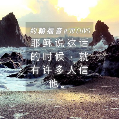 Picture 04 - 约 翰 福 音 8:30 CUVS - 耶 稣 说 这 话 的 时 候 ， 就 有 许 - Bible Verse Picture