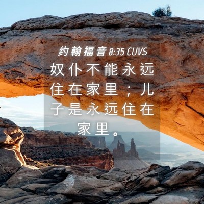 Picture 04 - 约 翰 福 音 8:35 CUVS - 奴 仆 不 能 永 远 住 在 家 里 ； 儿 - Bible Verse Picture