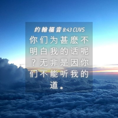 Picture 04 - 约 翰 福 音 8:43 CUVS - 你 们 为 甚 麽 不 明 白 我 的 话 呢 - Bible Verse Picture