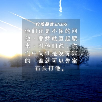 Picture 04 - 约 翰 福 音 8:7 CUVS - 他 们 还 是 不 住 的 问 他 ， 耶 稣 - Bible Verse Picture
