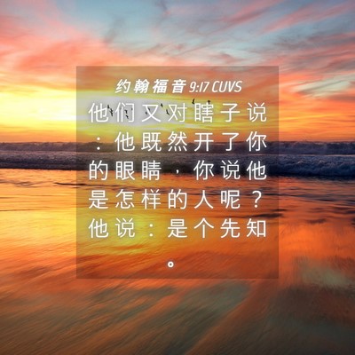 Picture 04 - 约 翰 福 音 9:17 CUVS - 他 们 又 对 瞎 子 说 ： 他 既 然 开 - Bible Verse Picture