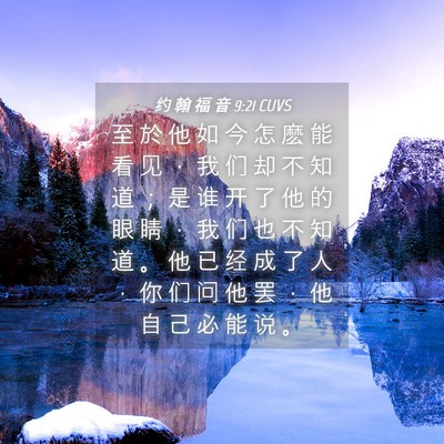 Picture 04 - 约 翰 福 音 9:21 CUVS - 至 於 他 如 今 怎 麽 能 看 见 ， 我 - Bible Verse Picture