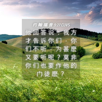Picture 04 - 约 翰 福 音 9:27 CUVS - 他 回 答 说 ： 我 方 才 告 诉 你 们 - Bible Verse Picture