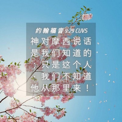 Picture 04 - 约 翰 福 音 9:29 CUVS - 神 对 摩 西 说 话 是 我 们 知 道 的 - Bible Verse Picture