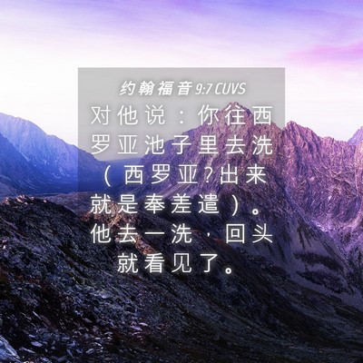 Picture 04 - 约 翰 福 音 9:7 CUVS - 对 他 说 ： 你 往 西 罗 亚 池 子 里 - Bible Verse Picture