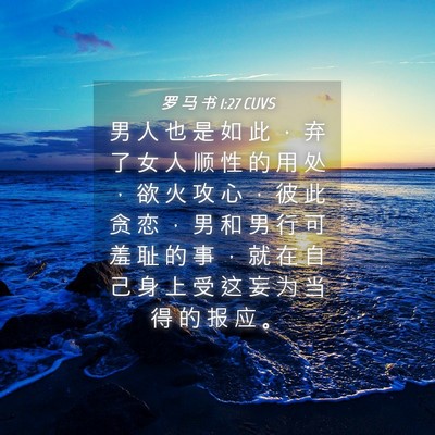 Picture 04 - 罗 马 书 1:27 CUVS - 男 人 也 是 如 此 ， 弃 了 女 人 顺 - Bible Verse Picture