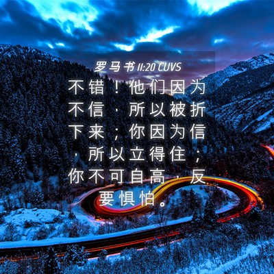 Picture 04 - 罗 马 书 11:20 CUVS - 不 错 ！ 他 们 因 为 不 信 ， 所 以 - Bible Verse Picture