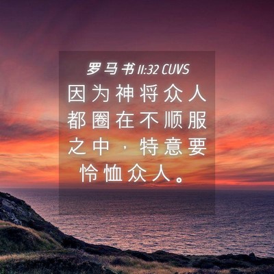 Picture 04 - 罗 马 书 11:32 CUVS - 因 为 神 将 众 人 都 圈 在 不 顺 服 - Bible Verse Picture
